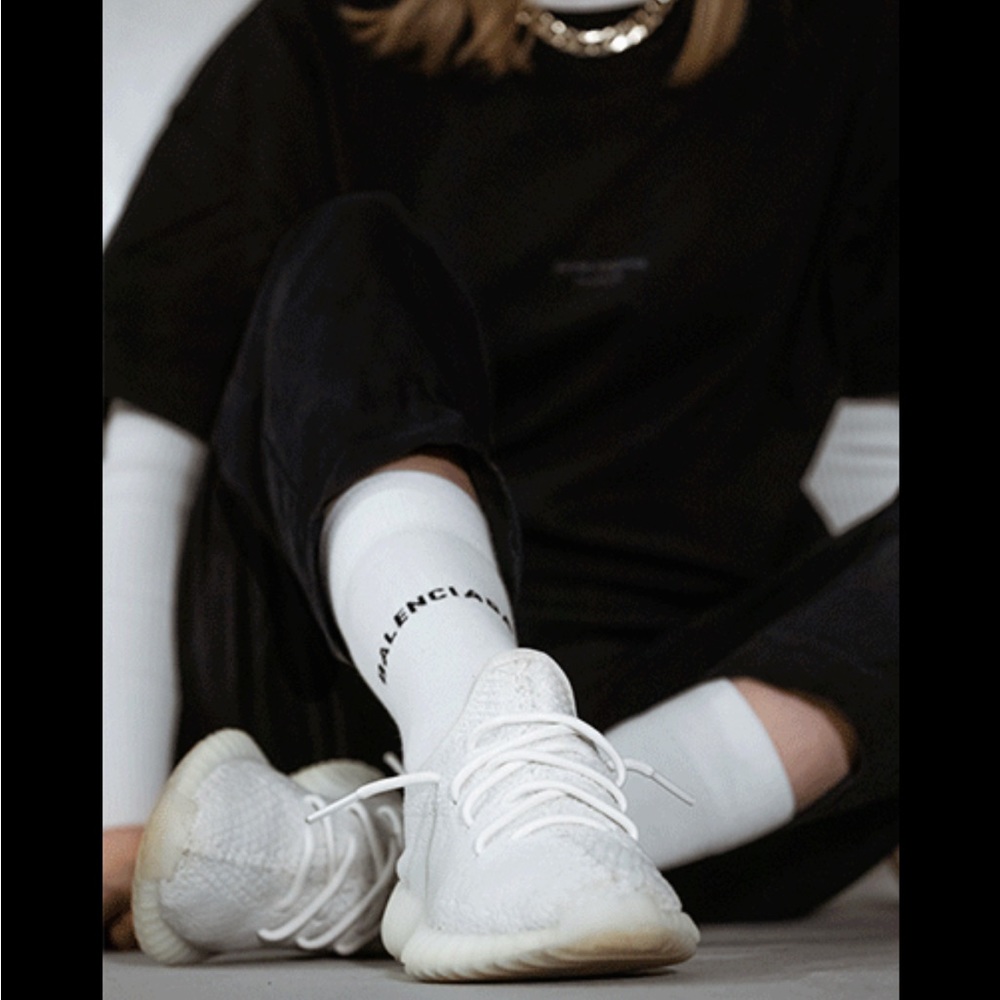 Yeezy boost’s white with yellow sole